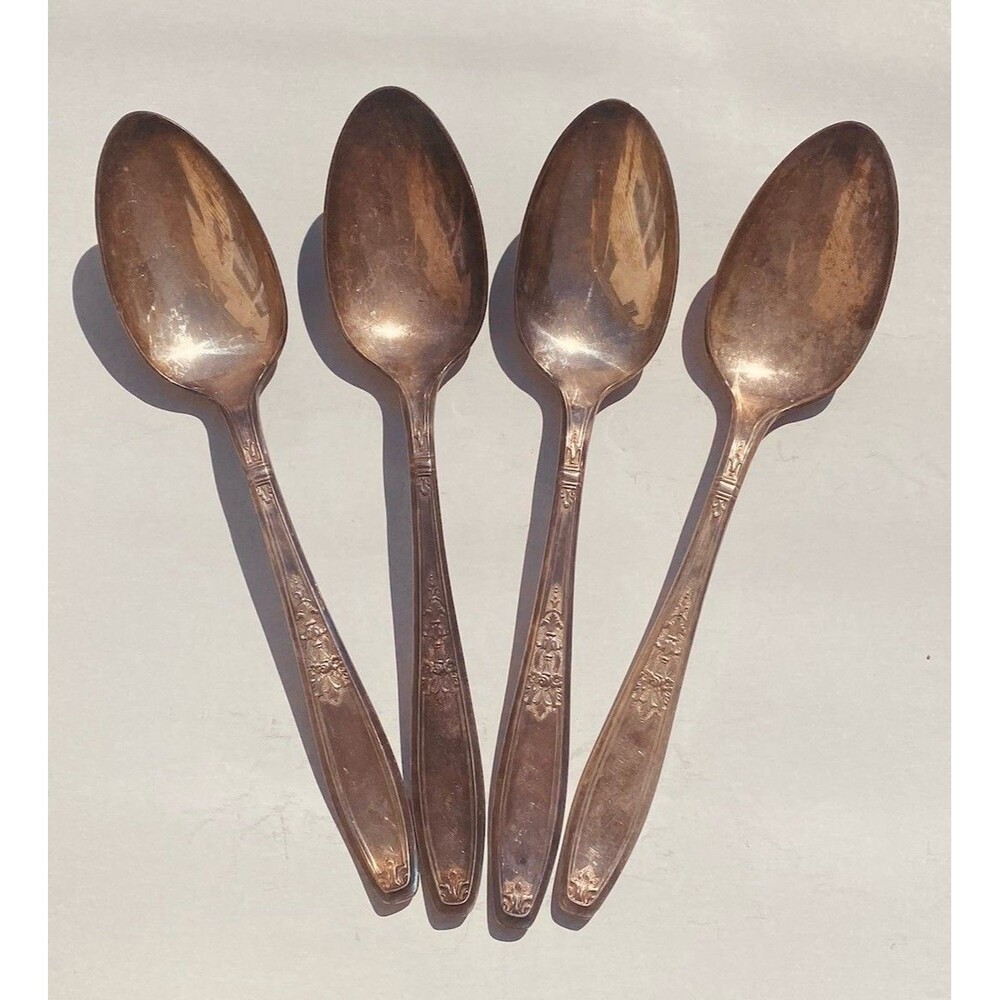 4 VTG  1847 Rogers Bro Ambassador Silver Plate Flatware  Soup Spoons 8”